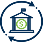 Money bank circle icon for ACH