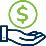 personal hands and money icon