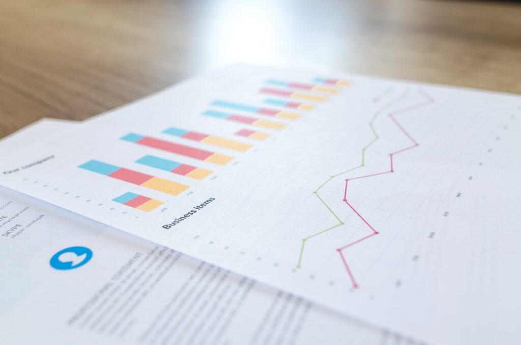 A stack of papers with graphs