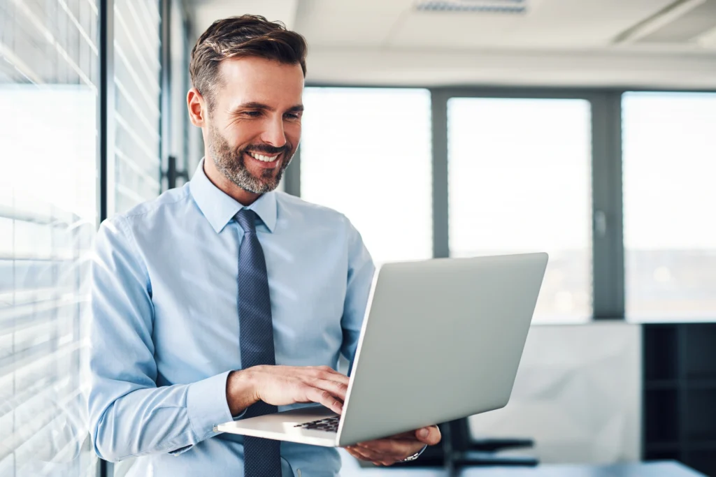A man with a laptop