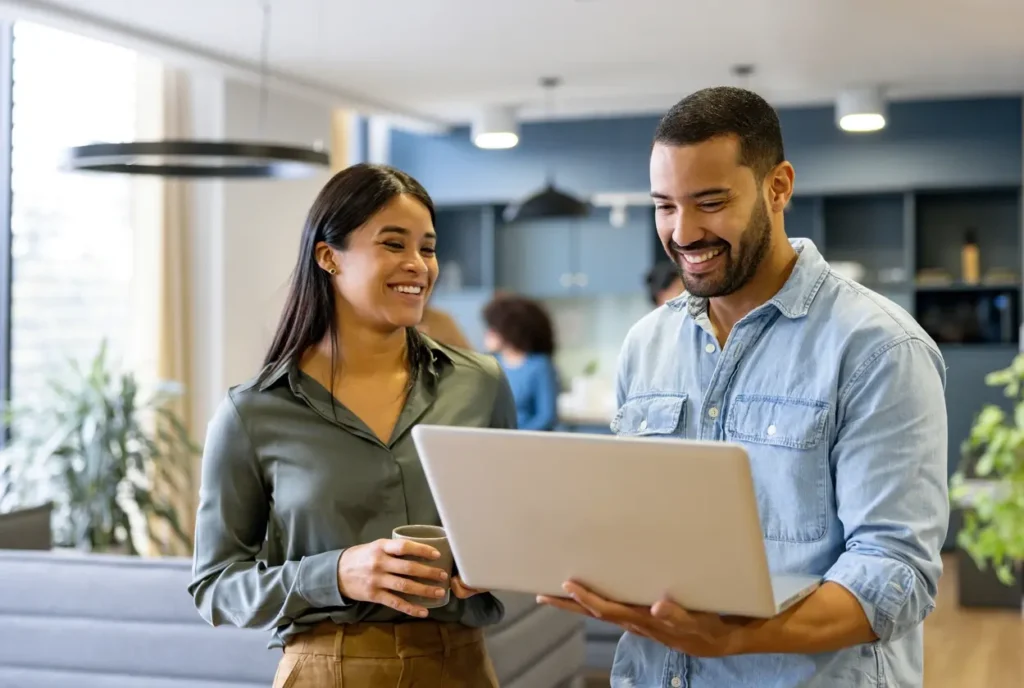A couple with laptop - Debt collection agencies